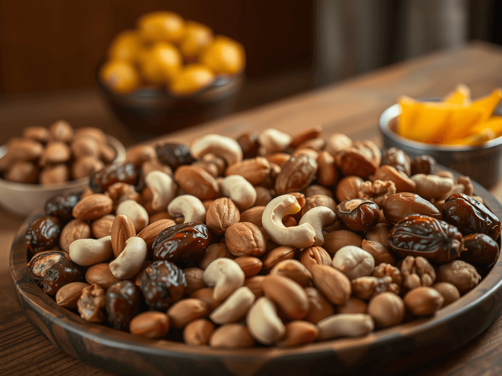 A beautifully arranged platter featuring a variety of dry fruit laddus, highlighting the health benefits of dry fruit laddus as a nutritious and delicious treat.